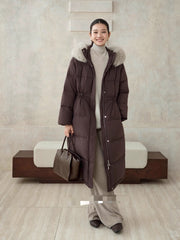 MAX MARA 25S LONG DOWN COAT WITH FOX FUR COLLAR 177