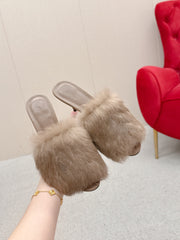 BALENCIAGA 25S HIGH HEEL SANDALS 65 MM IN LIGHT BROWN LAMBSKIN AND FUR