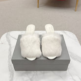 BALENCIAGA 25S HIGH HEEL SANDALS 65 MM IN WHITE LAMBSKIN AND FUR