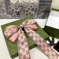 RIBBON BOW HAIR CLIP IN BABY PINK RE-NYLON ATTACHED PEARL 358259