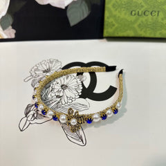 HAIRBAND EMBELLISHED DIAMOND AND PEARL IN GOLD METAL 376822