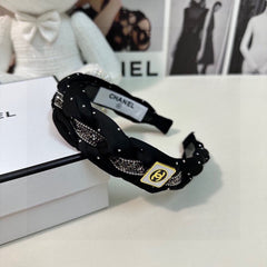 BLACK FABRIC HAIRBAND WITH CRYSTAL 412475