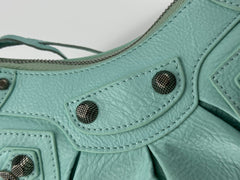 LE CAGOLE SMALL SHOULDER BAG 26 WITH RHINESTONES IN MINT GREEN LAMBSKIN