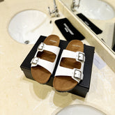 SL Flat Sandal Women Brown Seude White Calfskin