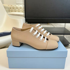 LACE-UP HIGH SHOES IN BEIGE CANVAS
