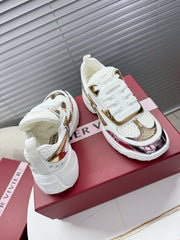 VIV' ON THE RUN SNEAKERS IN GOLD PINK PATENT CALFSKIN AND WHITE FABRIC