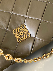 LOEWE 25S PUFFER GOYA BAG 23 IN KHAKI GREEN NAPPA LAMBSKIN