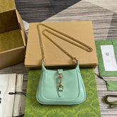 JACKIE NOTTE MINI BAG 19 IN MINT GREEN CRACKED LACQUER CALFSKIN GOLD HARDWARE