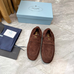 PRADA 25S LOAFERS IN BROWN SUEDE