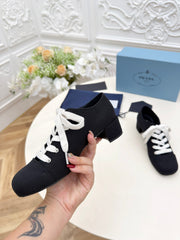 PRADA 25S MARY JANE SHOES 55 MM IN BLACK CANVAS FABRIC