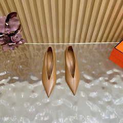 HM 25S HIGH-HEEL WEDGE SHOES 50 MM IN BROWN LAMBSKIN