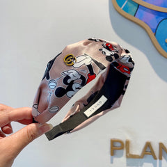 MICKEY PRINT HAIRBAND IN LIGHT PINK SILK 409359