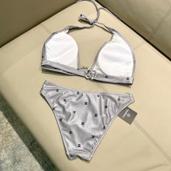 CC BIKINI SWIMSUIT SET IN GREY AND BLACK LOGO 599155