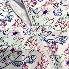 CC BIKINI SWIMSUIT SET IN WHITE AND FISH COLORFUL PRINTED 604253