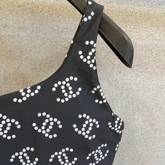 CC BIKINI SWIMSUIT SET IN BLACK AND WHITE LOGO PRINTED 615195