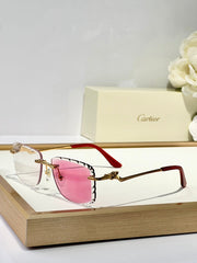 PANTHÈRE PHOTOCHROMIC LENSES RIMLESS SQUARE FRAME SUNGLASSES 580910 IN METAL