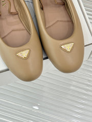 PRADA 25S SOFT PADDED BALLERINAS IN BEIGE NAPPA LEATHER