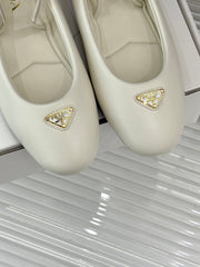 PRADA 25S SOFT PADDED BALLERINAS IN IVORY NAPPA LEATHER