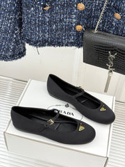 PRADA 25S BALLERINAS IN BLACK SATIN