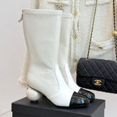 CC PEARL BOOTS IN WHITE CALFSKIN