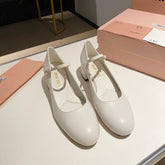 MARY JANE SHOES CLASSIC WHITE SHEEPSKIN