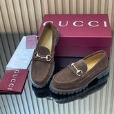 GG WOMEN'S HORSEBIT LOAFERS IN DARK BROWN SUEDE