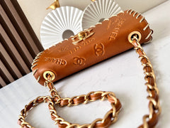 CHANEL 25S FLAP BAG 34 IN BROWN CALFSKIN WITH GOLD HARDWARE