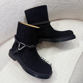 BOTTEGA VENETA 26S ANKLE BOOTS IN BLACK SUEDE WITH ROPE DETAIL
