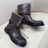 BOTTEGA VENETA 26S ANKLE BOOTS IN DARK BROWN CALFSKIN WITH ROPE DETAIL