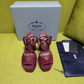 PRADA 25S HIGH-HEEL SANDALS 140 MM IN DEEP WINE RED SUEDE STYLE 3
