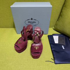 PRADA 25S HIGH-HEEL SANDALS 140 MM IN DEEP WINE RED SUEDE STYLE 3