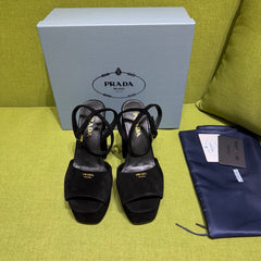 PRADA 25S HIGH-HEEL SANDALS 140 MM IN BLACK SUEDE STYLE 4