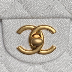 CHANEL 25S FLAP BAG 19 IN WHITE CALFSKIN GOLD HARDWARE