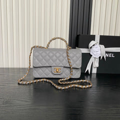 CHANEL 25S FLAP BAG 22 IN CHARCOAL GRAY CALFSKIN GOLD HARDWARE