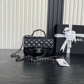 CHANEL 25S FLAP BAG 19 IN BLACK CALFSKIN SILVER HARDWARE