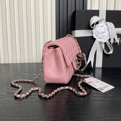 CHANEL 25S FLAP BAG 20 IN PINK BABY CALFSKIN SILVER HARDWARE