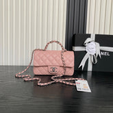 CHANEL 25S FLAP BAG 19 IN LIGHT PINK CALFSKIN SILVER HARDWARE
