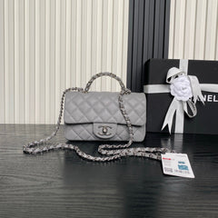 CHANEL 25S FLAP BAG 19 IN CHARCOAL GRAY CALFSKIN SILVER HARDWARE