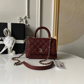 CHANEL 25S COCO HANDLE FLAP BAG 19 IN DARK RED CAVIAR