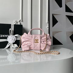 CHANEL 25S MINI BOW BAG 26 IN PINK LAMBSKIN WITH GOLD HARDWARE