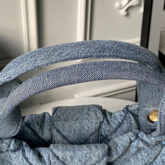 CHANEL 25S BOW BAG 38 IN DARK BLUE DENIM WITH GOLD HARDWARE