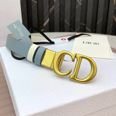 DIOR 25S BELT 20 MM IN STEEL BLUE CALFSKIN 568720