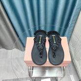 FLIP-FLOPS SANDAL BLACK SHEEPSKIN WITH BLACK STRAP