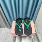 FLIP-FLOPS SANDAL BLACK SHEEPSKIN WITH BRIGHT BLUE STRAP