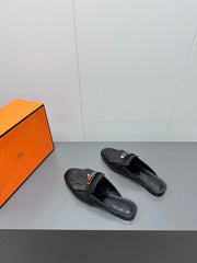 0Z MULE IN BLACK LAMBSKIN WITH FRINGE DETAIL