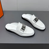 0Z MULE IN WHITE LAMBSKIN