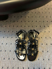 CLEMENCE MULTI TRIOMPHE 45 MM SANDAL IN BLACK LAMBSKIN