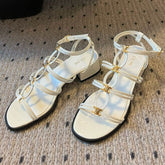 CLEMENCE MULTI TRIOMPHE 45 MM SANDAL IN WHITE LAMBSKIN