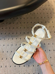 CLEMENCE MULTI TRIOMPHE 45 MM SANDAL IN WHITE LAMBSKIN