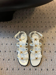 CLEMENCE MULTI TRIOMPHE 45 MM SANDAL IN WHITE LAMBSKIN